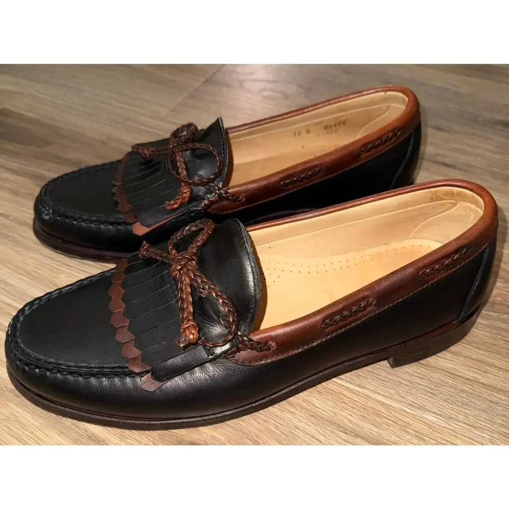 Allen Edmonds Woodstock Black\Brown Loafer Dress Shoes Made in USA - size 10D